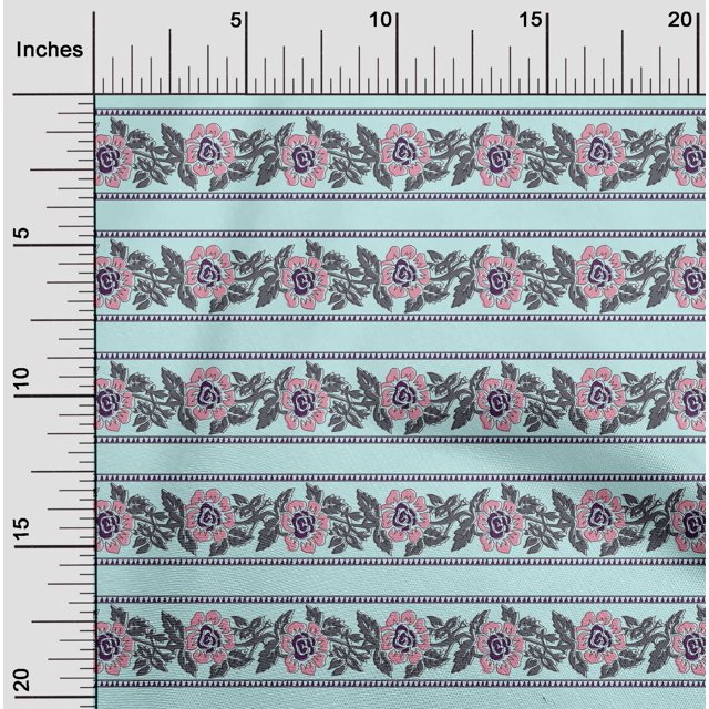 oneOone Cotton Flex Fabric Leaves & Floral Block Printed Craft Fabric BTY 40 Inch Wide