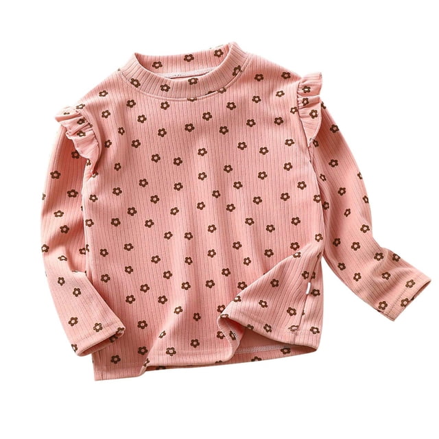 HBFAGFB Chemises à Manches Longues pour Filles Col Rond Manches Volantes Chandail Confortable PK1 Taille 150