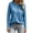 Blue, variant on HongQid Womens Long Sleeve Tops Round Neck Solid Color Henley Shirts Ladies Basic Button Tunic Blouse