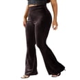 thumbnail image 1 of Women Bootcut Yoga Pants Tummy Control Workout Bootleg Velvet Trouser, 1 of 5