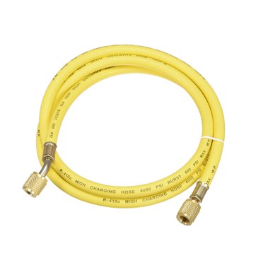 Unique Bargains 1.5m 1/4 SAE Thread Connector 800PSI Refrigeration Charging Hose Tube Yellow