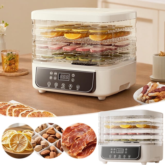 RRJ Food Dehydrator Machine 5 Trays Digital Dryer for Home, Food Dryer Dehydrator for Beef Jerky Fruits Vegetables, Electric Food Dehydrator with Timer Temperature Control, Dried Food Machine for