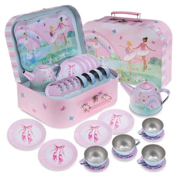 Ensemble de 15 Pcs pour Filles, Boîte à Thé en Forme de Jouet, Étui de Transport, Ballea