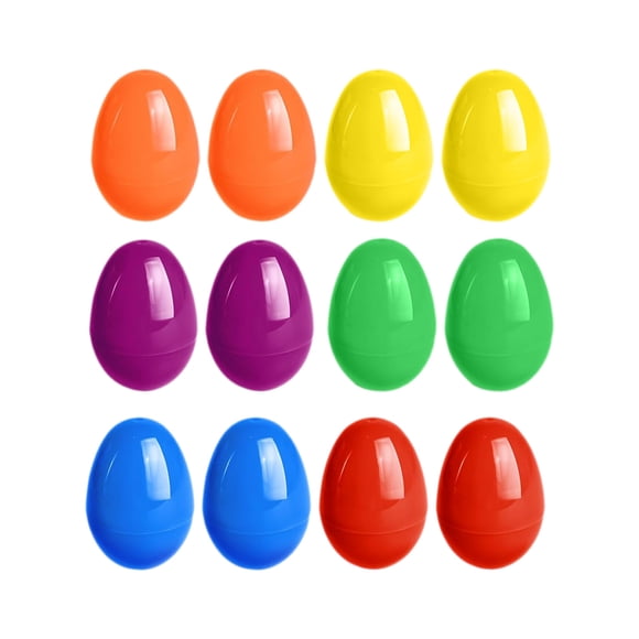 Bfogop Œufs de Pâques Décoration en Plastique Couleur Unie Œufs Simulation DIY pour Fête de Pâques Panier Cadeau Décoration, 12 Pcs