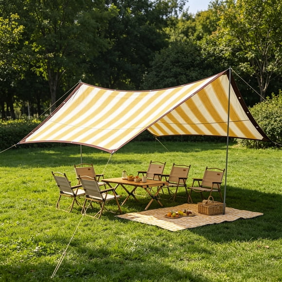 Linnome Voile Pare-Soleil Blocage UV PVC Haute Densité 95 % Respirant Auvent Rafraîchissant pour Patio 118,11 X 78,74 Po Jaune#02