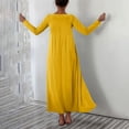 thumbnail image 4 of Fznquz Robes Unies pour Femmes 2026 Décontracté Jaune Manches Longues Ligne A Grande Taille Robe d'Été Poches Ample Robe Maxi pour Femmes, 4 of 7