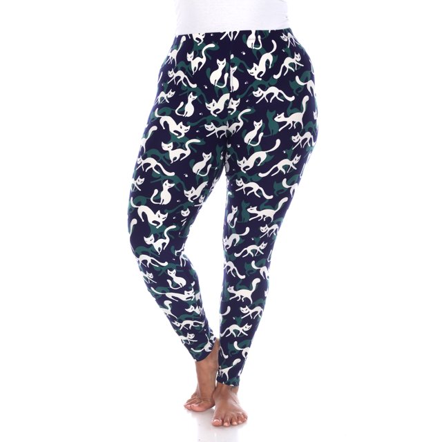 White Mark Legging Imprimé Chat Super Doux pour Femmes