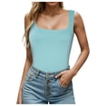 thumbnail image 1 of Hauts Grande Taille Crop Tops Femmes Col Carré Sans Manches Double Couche Débardeur Serré pour Femmes, 1 of 8