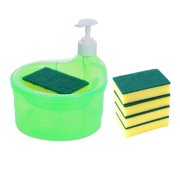 GROWTH TANK Dish Soap Dispenser and Sponge Holder 5 Sponge Liquid Pump Bottle Soap Dispenser Green