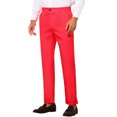 thumbnail image 4 of INSPIRE CHIC Men's Slim Fit Trousers Flat Front Solid Color Business Pants 28 Red, 4 of 7