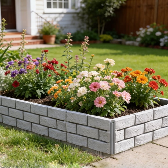 CaiYueKe Bloc de Mur de Retenue Bordure en Fausse Pierre pour Aménagement Paysager, Bordure de Jardin 17 x 13 Pouces Blocs de Bordure de Paysage Clôture en Plastique de Jardin pour Lit de Fleurs en Paillis Patio Pelouse Sentier Allée