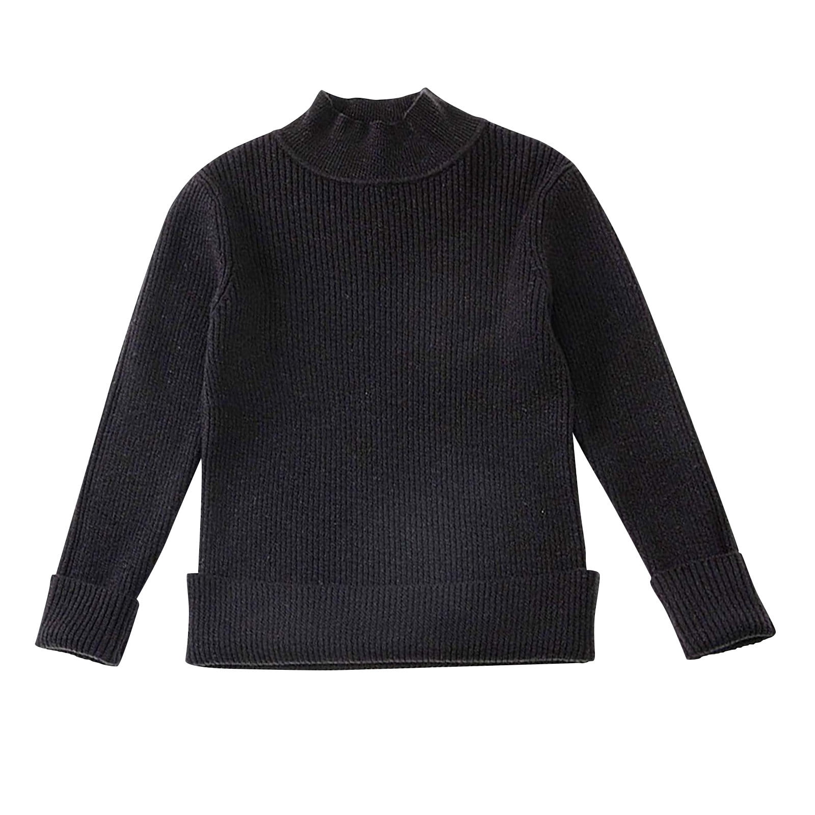 LOVZFMLL Girl's Sweater, Turtleneck Ribbed Pullover Solid Color, Casual Essential Stretchy Layering Top Fall Clothes Warm Winter Tops Kid Girls Clothes for 10 Years