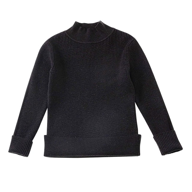 LOVZFMLL Girl's Sweater, Turtleneck Ribbed Pullover Solid Color, Casual Essential Stretchy Layering Top Fall Clothes Warm Winter Tops Kid Girls Clothes for 6 Years