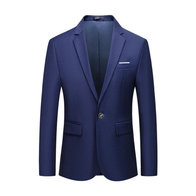 BOBOGOJP Mens Blazer Single Button Solid Color Casual Business Suit Top Jacket (Blue,4XL)