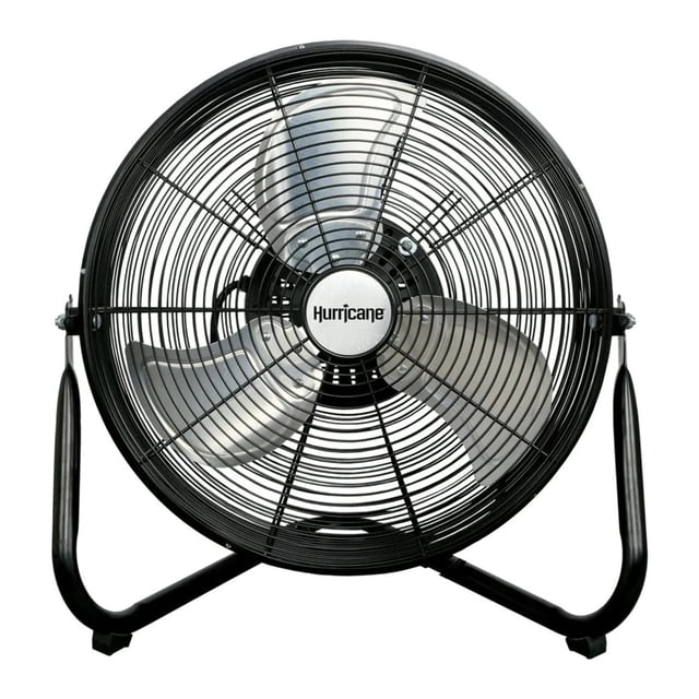 Hurricane Pro Series 16 Inch High Velocity Metal Orbital Floor Fan, Black