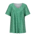thumbnail image 4 of Pompotops Women Plus Size Short Sleeves V-Neck Print Blouse Pullover Tops Shirt, 4 of 8