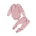 thumbnail image 1 of Xingqing Newborn Infant Baby Girl Boy Fall Winter Clothes Rib Knit Romper Footie Pants Outfits Sleeper, 1 of 8