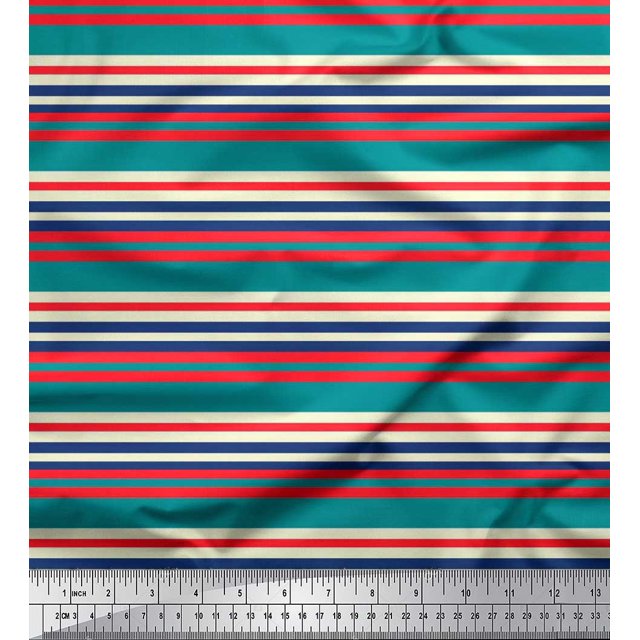 Soimoi Tissu en Velours à Rayures Horizontales Imprimé 1 Yard 58 Pouces de Large