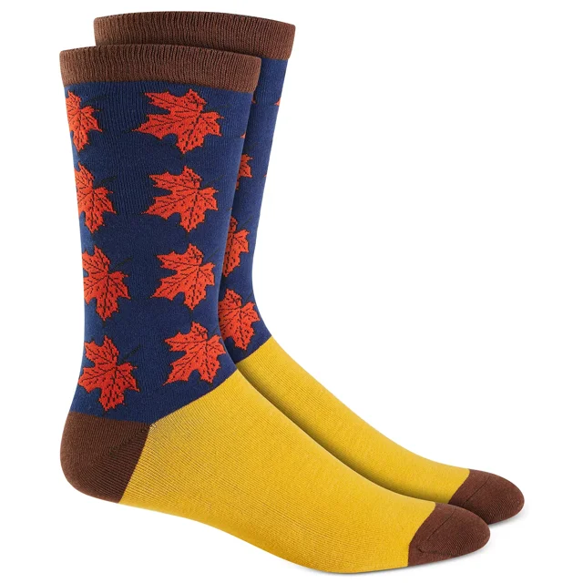 Club Room Chaussettes de Vacances pour Hommes Feuilles d'Érable, Jaune/marron