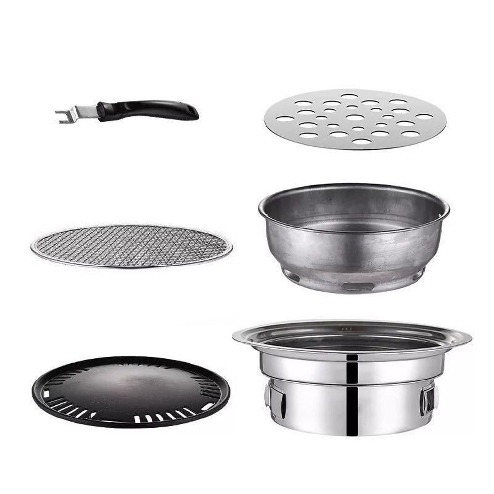 BBQ Grill Multifunctional Charcoal Barbecue Grill Round Steel Oven