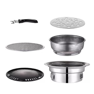 BBQ Grille multifonctionnelle Barbecue Barbecues Grille ronde en acier Four