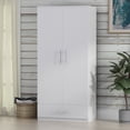 thumbnail image 1 of MONSLIPA Armoire Moderne à 2 Portes avec Tiroir et Tringle, Blanc, 1 of 7