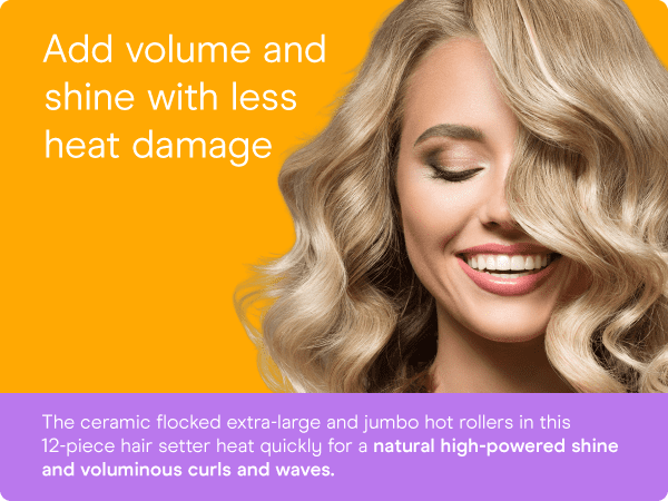 Conair Double Ceramic Volumizing Rollers, Jumbo & Super Jumbo Hot Rollers, 12 Pc