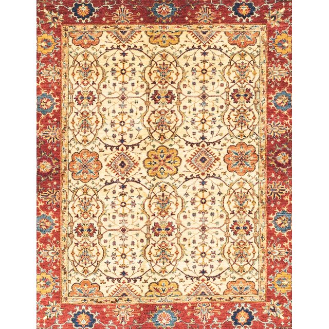 Ahgly Company Indoor Rectangle Abstract Brown Gold Oriental Area Rugs, 5' x 7'