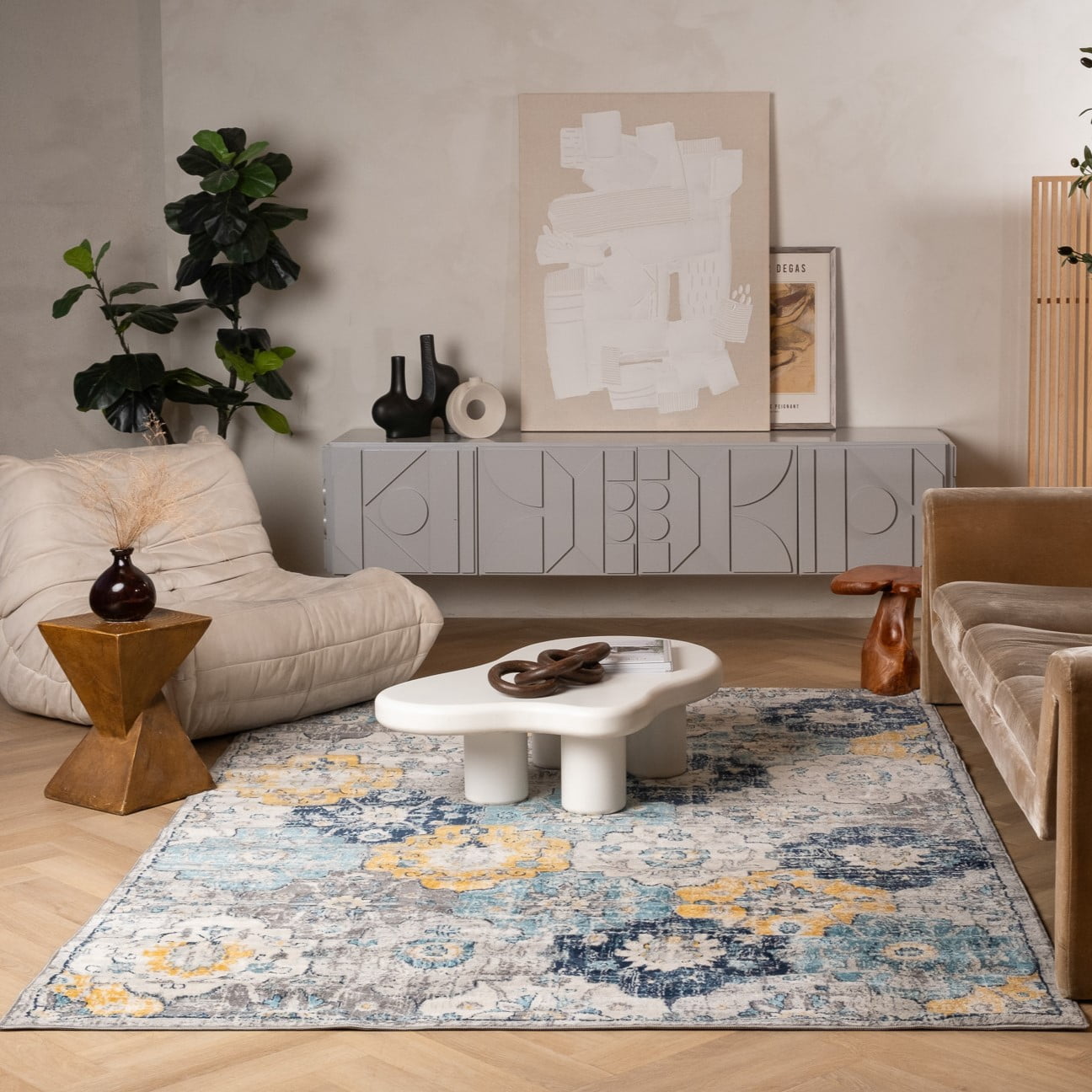 Tapis floral moderne de la collection Savannah Rug Branch