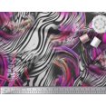 thumbnail image 3 of Soimoi Pink Polyester Crepe Fabric Stripe & Leopard Animal Skin Printed Fabric 1 Yard 42 Inch Wide, 3 of 3