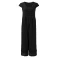 thumbnail image 4 of HBFAGFB Combinaison pour Femmes Col Ras du Cou à Fermeture Éclair Manches Courtes Ample et Légère Combinaisons Noir Taille TG, 4 of 5