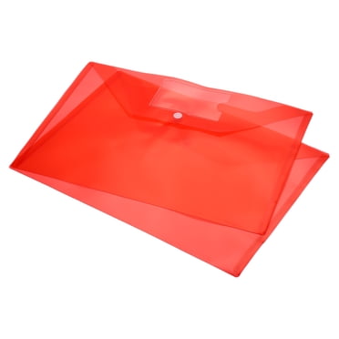 Unique Bargains Dossier Enveloppes en Plastique A4 avec Fermeture à Pression, Rouge, Lot de 10