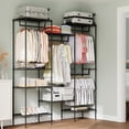 thumbnail image 1 of Heavy Duty Freestanding Clothes Rack – 4 Hanging Rods, 6 Shelves – Adjustable Large Capacity Portable Metal Garment Organizer for Bedroom, Closet – Max Load 890 lbs – 68.9"L x 15.7"W x 76.4"H – Black, 1 of 7
