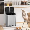 thumbnail image 2 of FDW 60L Dual Compartment Trash Can, 16 Gallon Stainless Steel Step Bin, 2x30L Removable Buckets, Soft Close Lids, Kitchen Recycling, 2 of 6