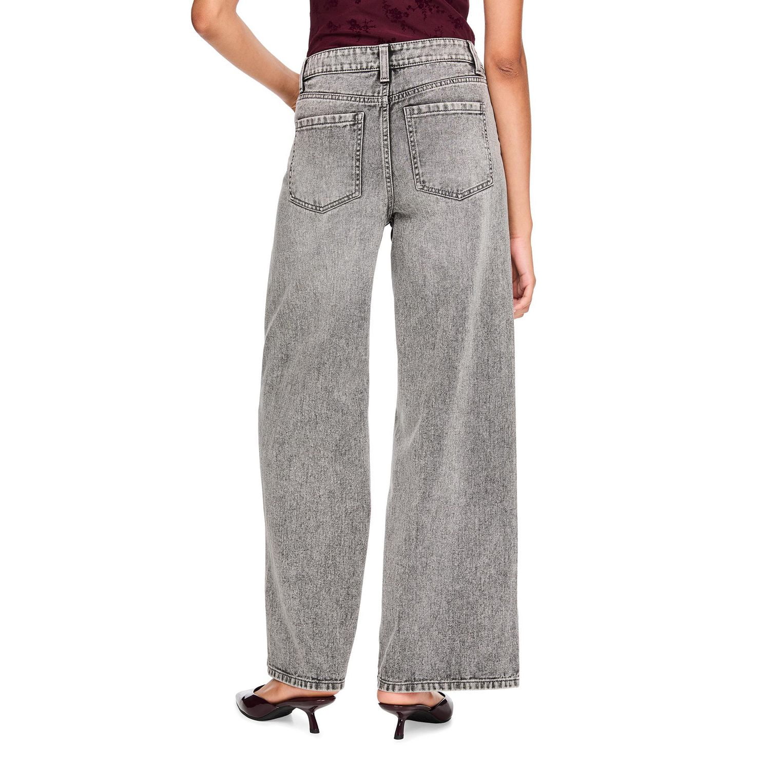 Jean à jambe large et taille mi-haute No Boundaries pour femmes
