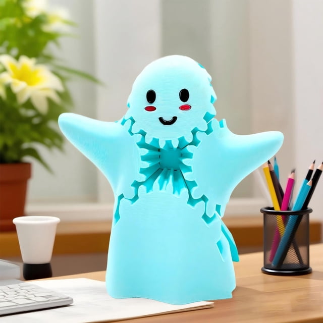 3D Printed Ghost Gear Toy, Cute Ghost Shaped Fidget Cube, Unique Collectible for All Ages