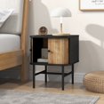 thumbnail image 4 of Costway Table de Chevet à Porte Coulissante, Style Mi-Siècle Moderne, Table d'Appoint de Rangement avec Armoire, Noir, 4 of 10