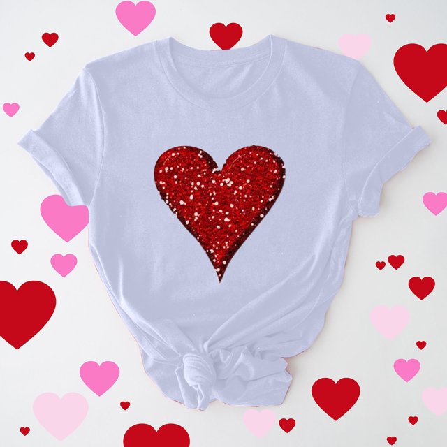 Cadeau de la Saint-Valentin pour Femmes T-shirt Décontracté à Col Rond à Manches Courtes Imprimé Arbre de Noël
