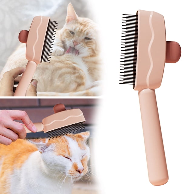 Upgraded Pet Hair Removal Comb Flea Lice For Cats Dogs Stainless Steel Teeth Grooming Brush With Easy Release Button