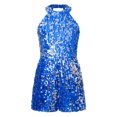 thumbnail image 3 of Nyeemya Combinaison de Danse à Paillettes pour Filles, Col Licou, Sans Manches, Rumba Samba, Bleu Royal, 8, 3 of 7