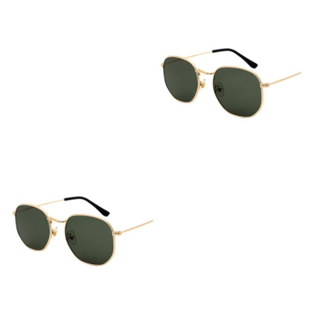 relayinert Fashionable Polarized Lens Small Square For Trendy Style Materials gold blackish green 2Set