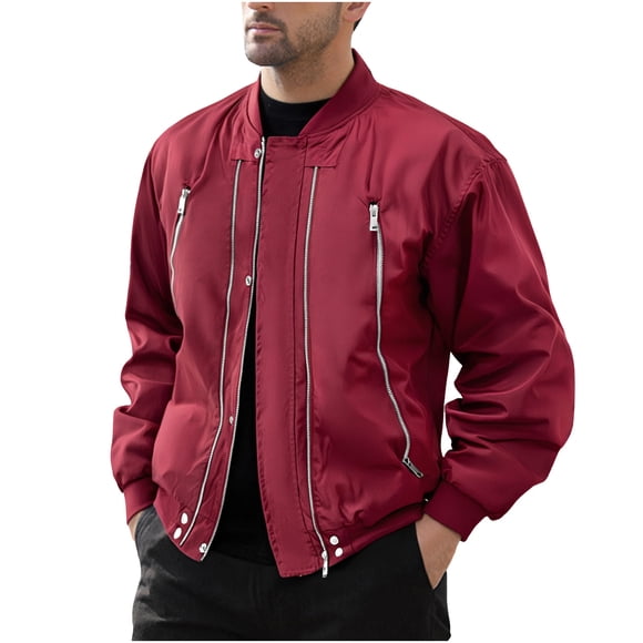 zfhfof Men's Bomber Jacket Lightweight Windbreaker Jackets Zip Up Windproof Casual Spring Fall Motorcycle Coat Outwear
