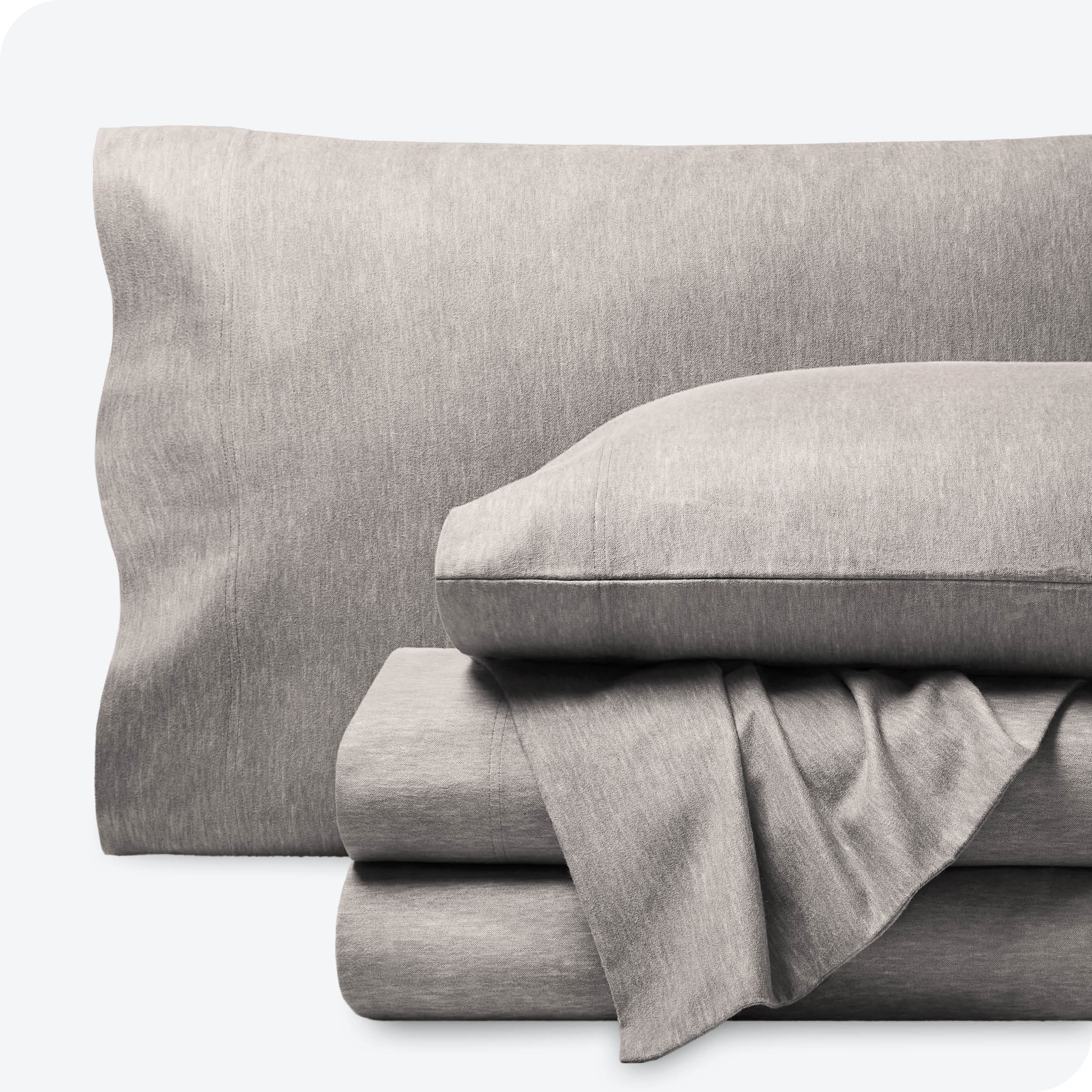 Bare Home Flannel Sheet Set - 100% Cotton - Deep Pocket - Queen, Heathered Light Gray, 4-Pieces