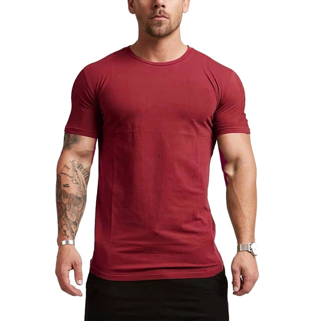 BOBOGOJP T-Shirt en Coton à Manches Courtes T-Shirt à Manches Courtes à Col Rond T-Shirt Doux et Léger Hauts (Vin,G)