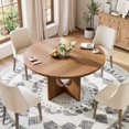 thumbnail image 3 of Round Dining Table for 4-6 People, 47'' Dining Room Table with Wooden Pedestal Base, Dinner Tables, Circle Kitchen Tables for Dining Room, Kitchen, Living Room (Table Only), 3 of 7
