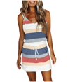 thumbnail image 1 of yoeyez Robes d'Été Décontractées pour Femmes 2024 Robes d'Été Courtes pour Femmes 2024 Robe Mini à Imprimé Rayé Robe Sans Manches Robes T-Shirt Décontractées Robe d'Été Décontractée Commandes Annulées sur Mon Compte, 1 of 5