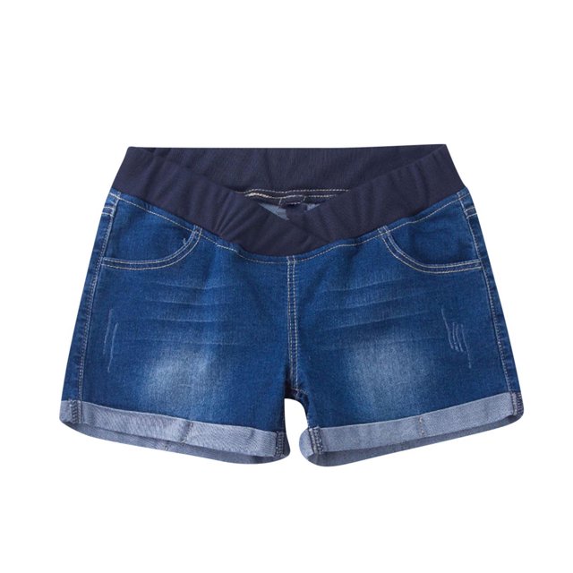 Birdeem Mother Woman Fashion Solid Color Elastic Waist Pockets Shorts Jeans