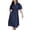 Dark Blue, variant on Lenpel Women's Shirt Dress Cotton Short Sleeve Button down Collared Belted Midi Dress Summer Casual Dresses with Pockets