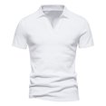 thumbnail image 1 of Birdeem Mode Hommes Décontracté Slim Col Rabattu Couleur Unie Manches Courtes T-Shirt Hauts Blouse, 1 of 8