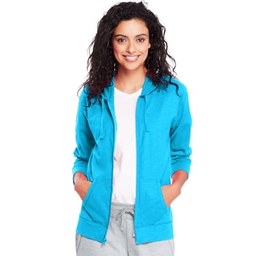 Hanes Chandail à Capuchon en Jersey Slub pour Femmes, G, Bleu Process